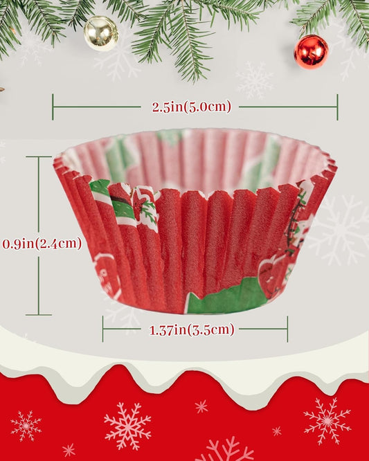 Bake Choice 400 Pcs Christmas Cupcake Liners with 12 Pcs Cupcake Toppers, Mini Cupcake Liners, Mini Muffin Liners for Xmas Party, Baby Shower, Christmas Holiday, Birthday Party — product details