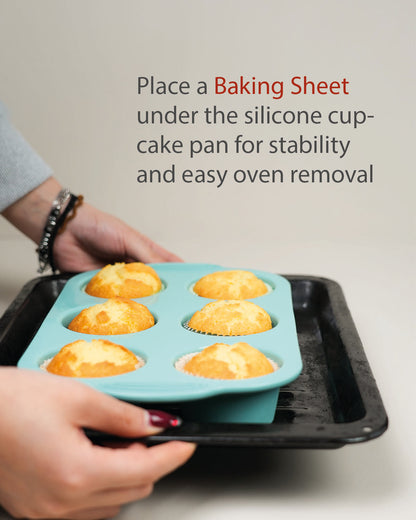 [Standard Size] Silicon Muffin Pan-3-pack includes 100 Natural Cupcake Liners, 6-cavity Regular Size, BPA Free, Egg Bite & Muffin Molds for Baking