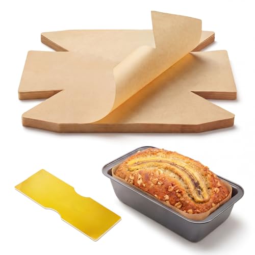 Bake Choice 100 Pcs Loaf Pan Liners for 9 x 5 Inch Bread Pans with Cardboard Formers, Non-Stick Pre-Cut Unbleached Parchment Paper