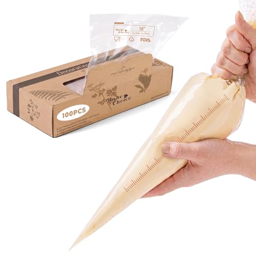 Bake Choice 18 Inch Piping Bags, 100 Pcs Thickened Disposable Pastry Bags for Cream, Frosting, Cake and Cookie Decorating