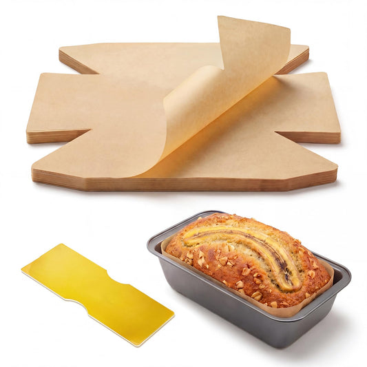 Bake Choice 100 Pcs Loaf Pan Liners for 9 x 5 Inch Bread Pans with Cardboard Formers, Non-Stick Pre-Cut Unbleached Parchment Paper