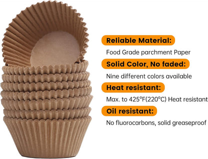 [Mini Size] Non-stick 400pcs Cupcake Liners for Baking, Natural, Food-grade Cupcake Wrapper, Greaseproof Parchment Muffin Liners