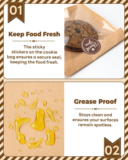 Bake Choice 100 Pcs Cookie Bags with Seal, 5.7 x 6.5 Inch Heat-Sealable Greaseproof Bakery Bags with Window for Baked Goods and Gifts