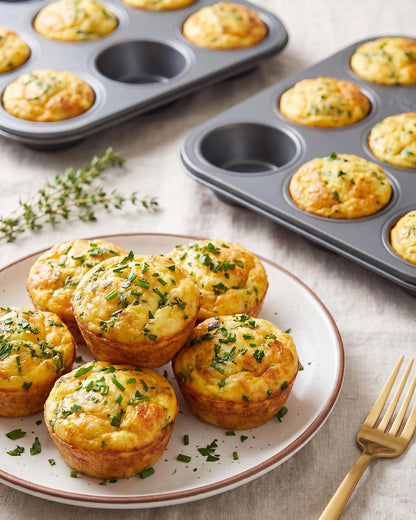 Bake Choice 2 Pack Muffin Pan for Baking, Standard Cupcake Pan includes 100 Natural Cupcake Liners, Muffin Tin Nonstick 12 Cup, Baking Pans Set, Carbon Steel Baking Supplies