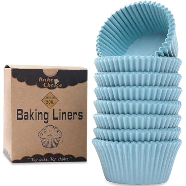 Bake Choice 200pcs Standard Cupcake Liners for Baking, Blue Muffin Liners
