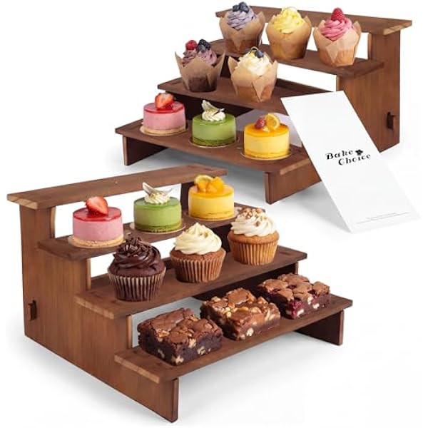Bake Choice 2 Set Wooden Cupcake Stand, Tiered Risers Display Stands, M