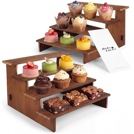 Bake Choice 2 Set Wooden Cupcake Stand, Tiered Risers Display Stands, M