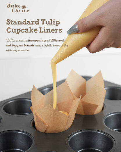 [Standard Size] Tulip Cupcake Liners for Baking Cups Unbleached European Parchment paper Tulip Muffin Liners, Cupcake Wrapper for Party, Christmas