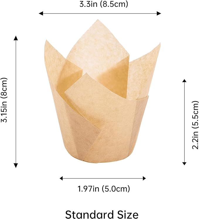 Bake Choice 5000pcs Natural Tulip Cupcake Liners for Baking Cups Unbleached European Parchment paper Tulip Muffin Liners, Cupcake Wrapper for Parties, Christmas