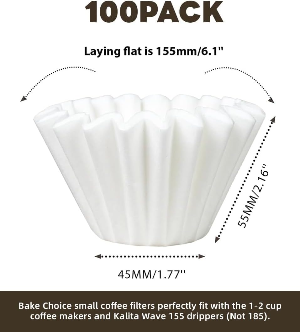 Bake Choice Small Coffee Filters, for Kalita Wave 155, 1-2 Cup, 100 Count — product details