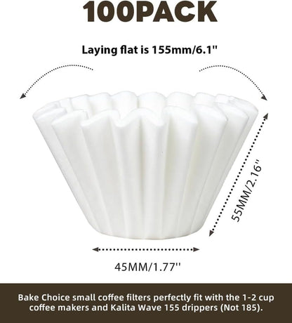 Bake Choice Small Coffee Filters, for Kalita Wave 155, 1-2 Cup, 100 Count — product details