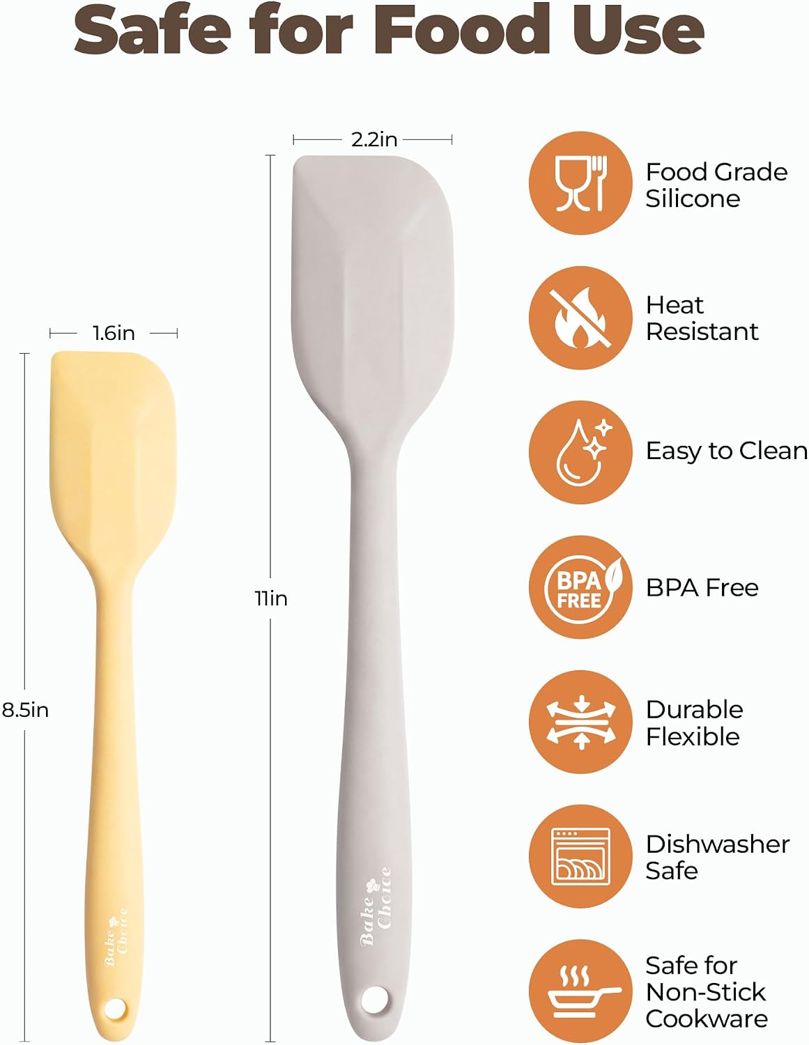 Bake Choice 2 Pieces Silicone Spatula Set, Premium Steel Core — product details