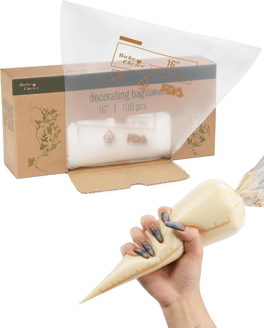 Bake Choice 16 Inch Large Piping Bags, 100 Thickened Disposable Pastry Bags — product details