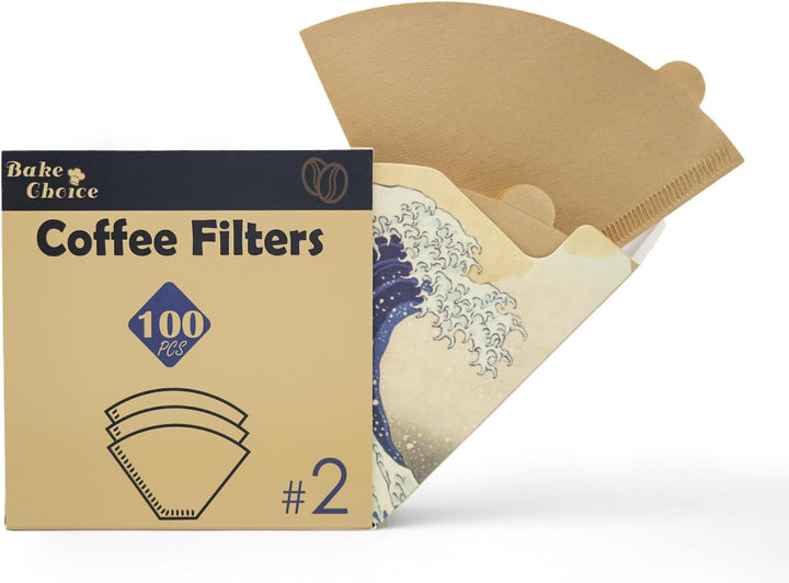 Bake Choice Coffee Filters #2 Cone Paper, # 2 Cone Shaped Unbleached All Natural Compostable Coffee Filters 100 Count, Biodegradable and Compostable, No Blowout — main product image