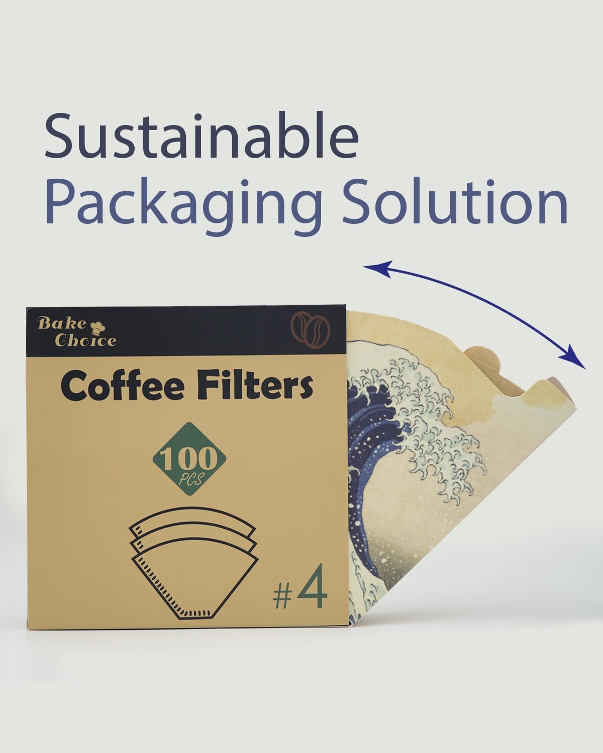 Bake Choice Coffee Filters #4 Cone Shaped Unbleached All Natural Compostable Coffee Filters 100 Count, Biodegradable and Compostable, No Blowout — product details