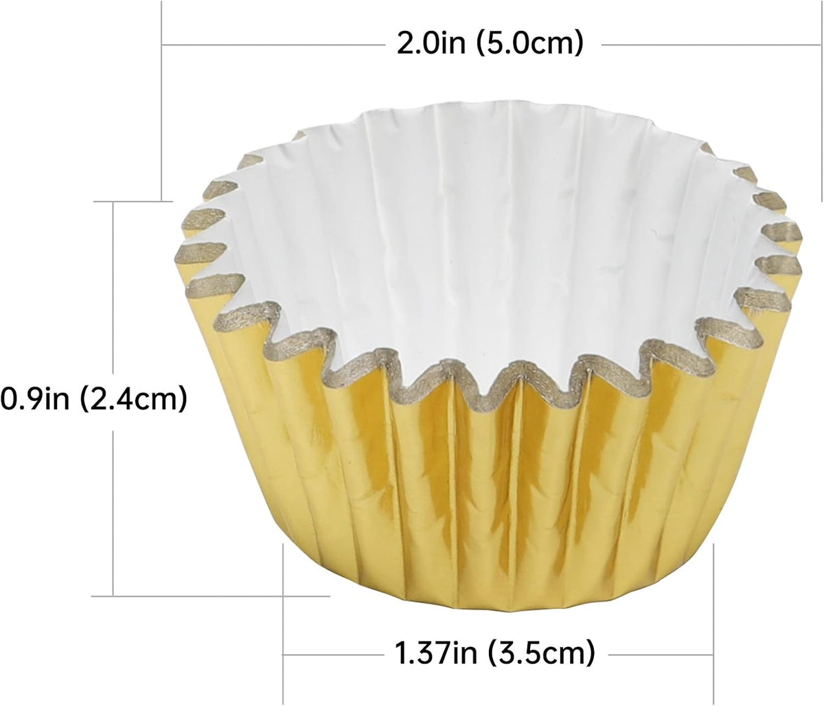 Bake Choice 400pcs Gold Mini Cupcake Liners, Foil Muffin Liners, Non-Stick — product details