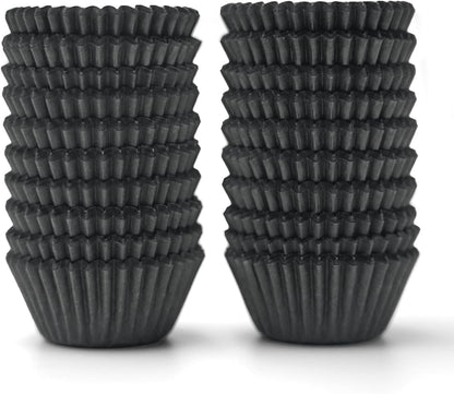 Bake Choice 400pcs Black Mini cupcake liners for baking, mini muffin liners — main product image