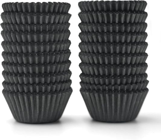 Bake Choice 400pcs Black Mini cupcake liners for baking, mini muffin liners — main product image