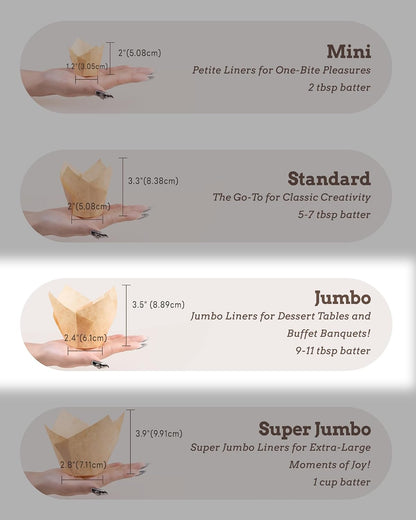Bake Choice 100pcs Extra Large Natural Tulip Cupcake Liners, 65GSM Paper — product details