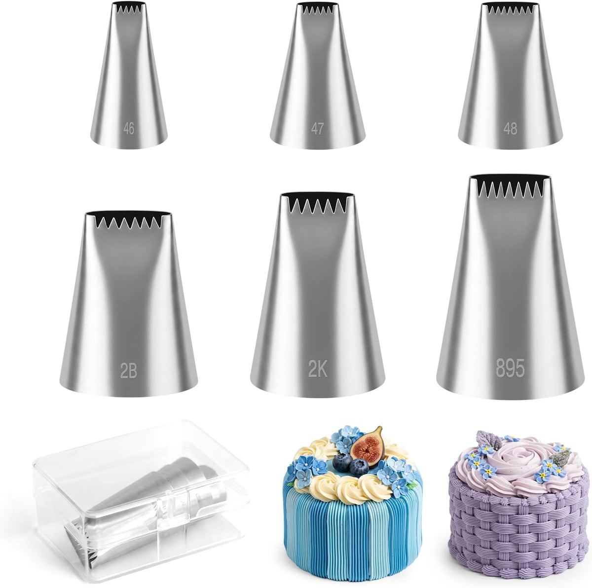 Bake Choice 6-Piece Basketweave Piping Tips Set with Storage Case, Seamless — main product image