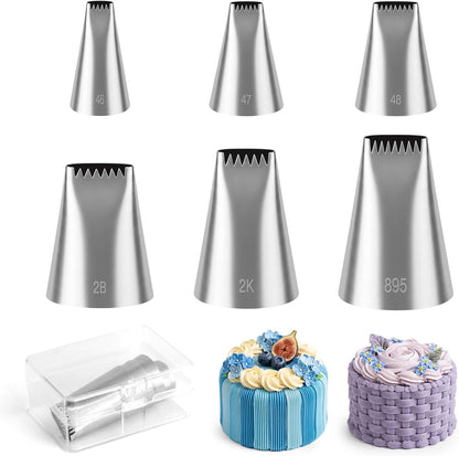 Bake Choice 6-Piece Basketweave Piping Tips Set with Storage Case, Seamless — main product image
