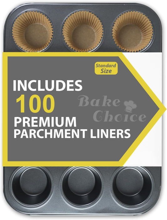 Bake Choice Muffin Pan includes 100 Natural Cupcake Liners — main product image