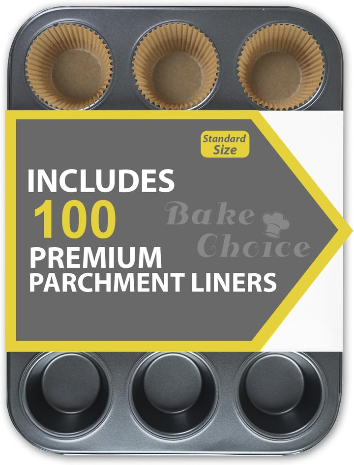 Bake Choice Muffin Pan includes 100 Natural Cupcake Liners — main product image