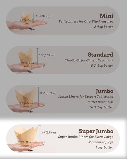Bake Choice 100pcs Natural Super Jumbo Tulip Cupcake Liners for Baking — product details