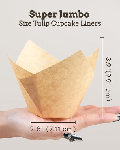 Bake Choice 100pcs Natural Super Jumbo Tulip Cupcake Liners for Baking — product details