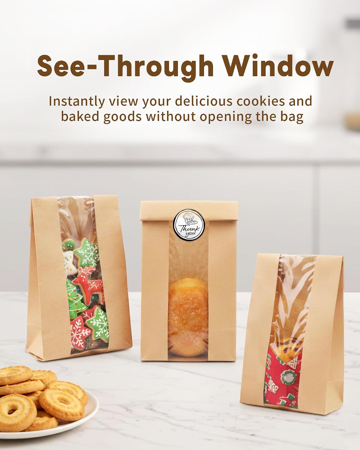 Bake Choice 50 PCS Small Cookie Bags with Seal, 3.5"x 2.3"x7.5 Treat Bags — product details