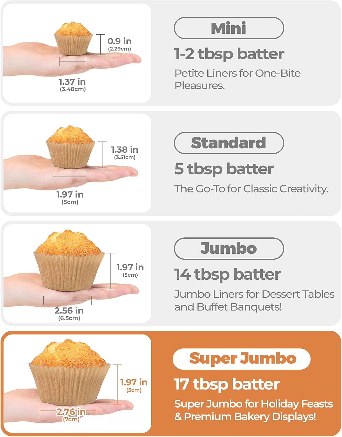 Bake Choice 100pcs Super Jumbo Cupcake Liners for Baking, EU 65GSM Paper — product details