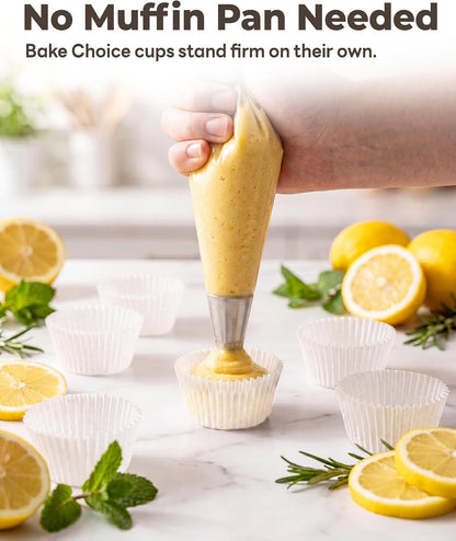 Bake Choice 250PCS Mini Cupcake Liners for Baking, Non-stick, White — product details