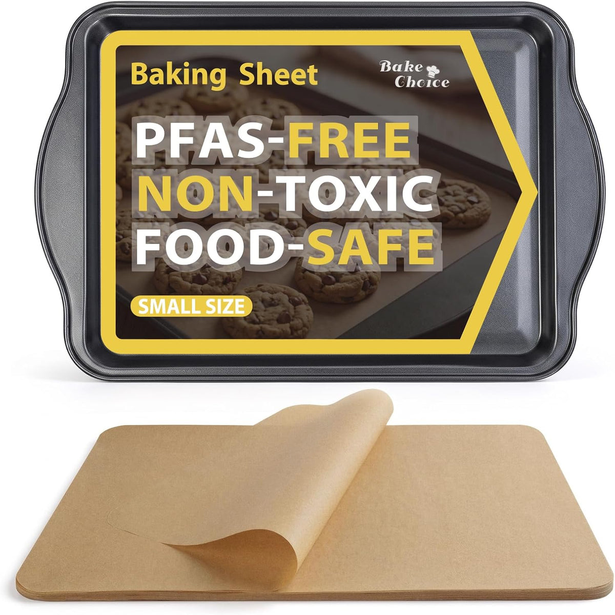 Bake Choice Small Baking Sheet, Baking Pan with 30 Pcs Pre Cut Liners — main product image