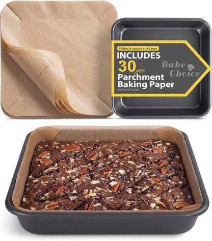Bake Choice 8 x 8 Square Brownie Pan, Baking Pan with 30 Pcs Pre Cut Liners — main product image