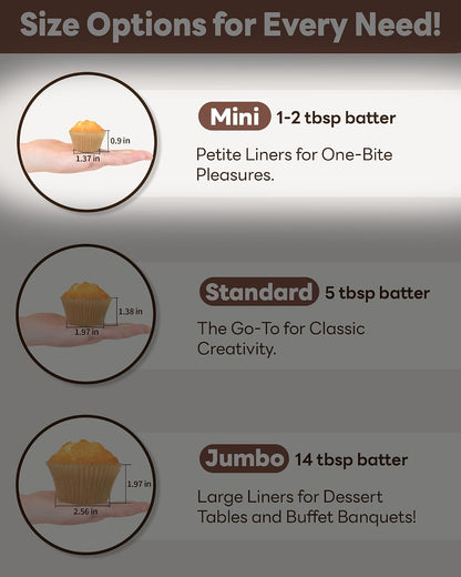 Bake Choice Cupcake Liners for Baking, 400 Pcs Mini Muffin Liners, Food Grade Cupcake Wrappers, Colorful Greaseproof Parchment Paper for Birthday, Party & Wedding, Calyx Series — product details