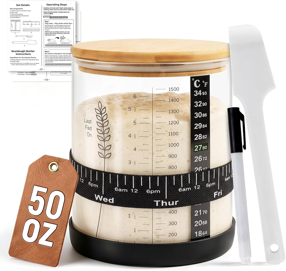 Bake Choice Sourdough Starter Jar, Large 50oz Sourdough Starter Kit — main product image