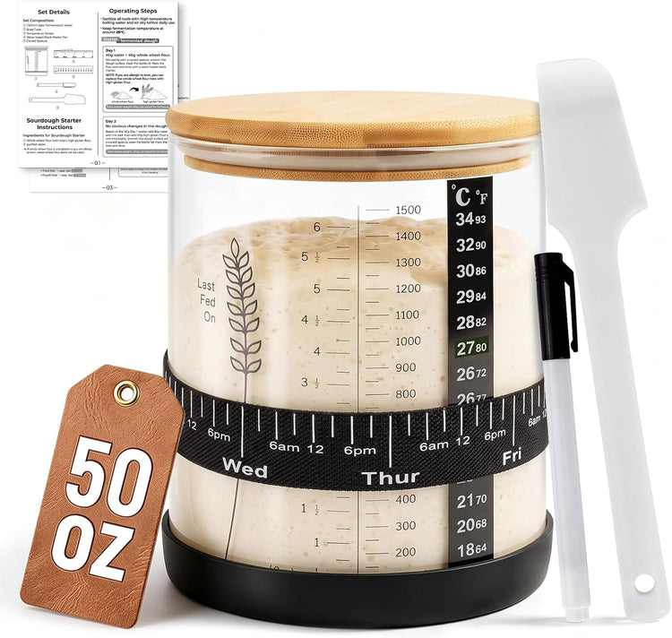 Bake Choice Sourdough Starter Jar, Large 50oz Sourdough Starter Kit — main product image