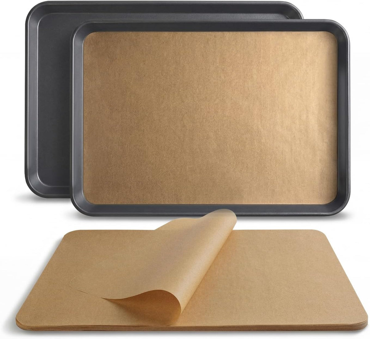Bake Choice 2 Pack 18x13In Half Sheet Pans With 100Pcs Parchment Sheets — product details