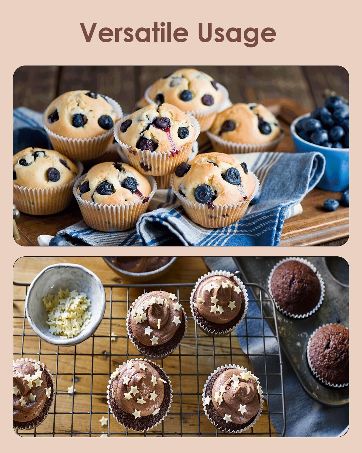 Bake Choice 400pcs Black Mini cupcake liners for baking, mini muffin liners — product details
