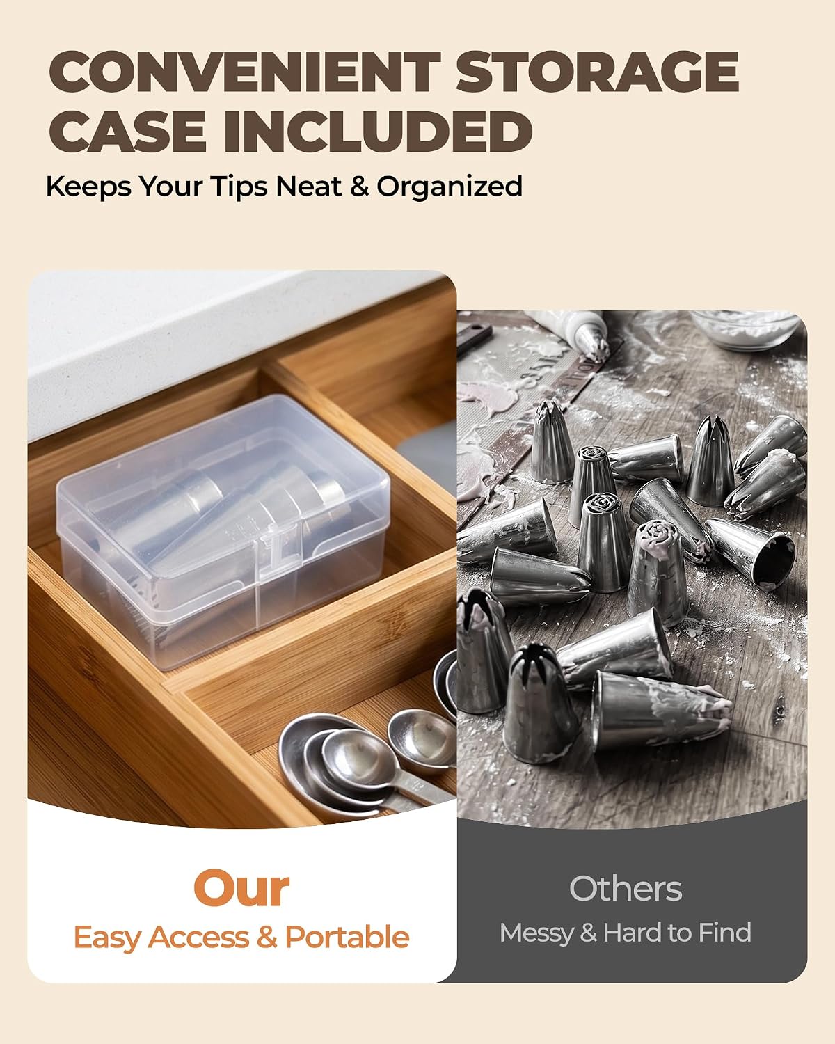 Bake Choice 6-Piece Basketweave Piping Tips Set with Storage Case, Seamless — product details