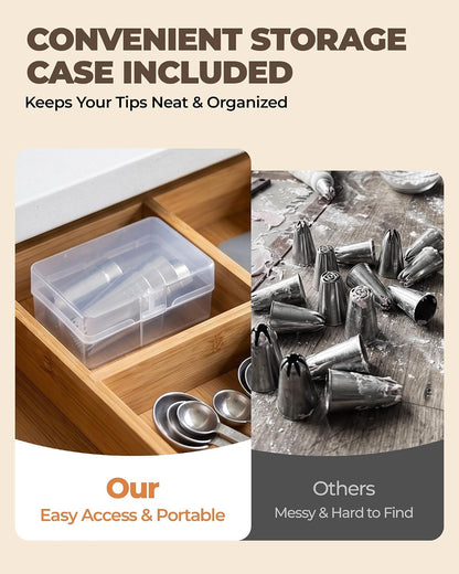 Bake Choice 6-Piece Basketweave Piping Tips Set with Storage Case, Seamless — product details