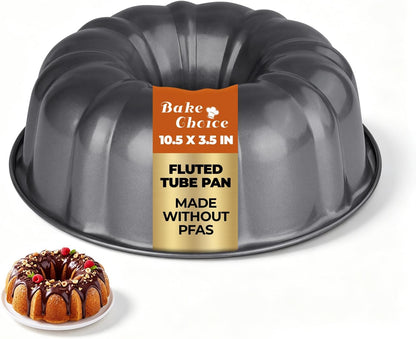 Bake Choice Bundt Cake Pan,12 Cup Fluted Tube Cake Pan, Made Without PFAS — main product image