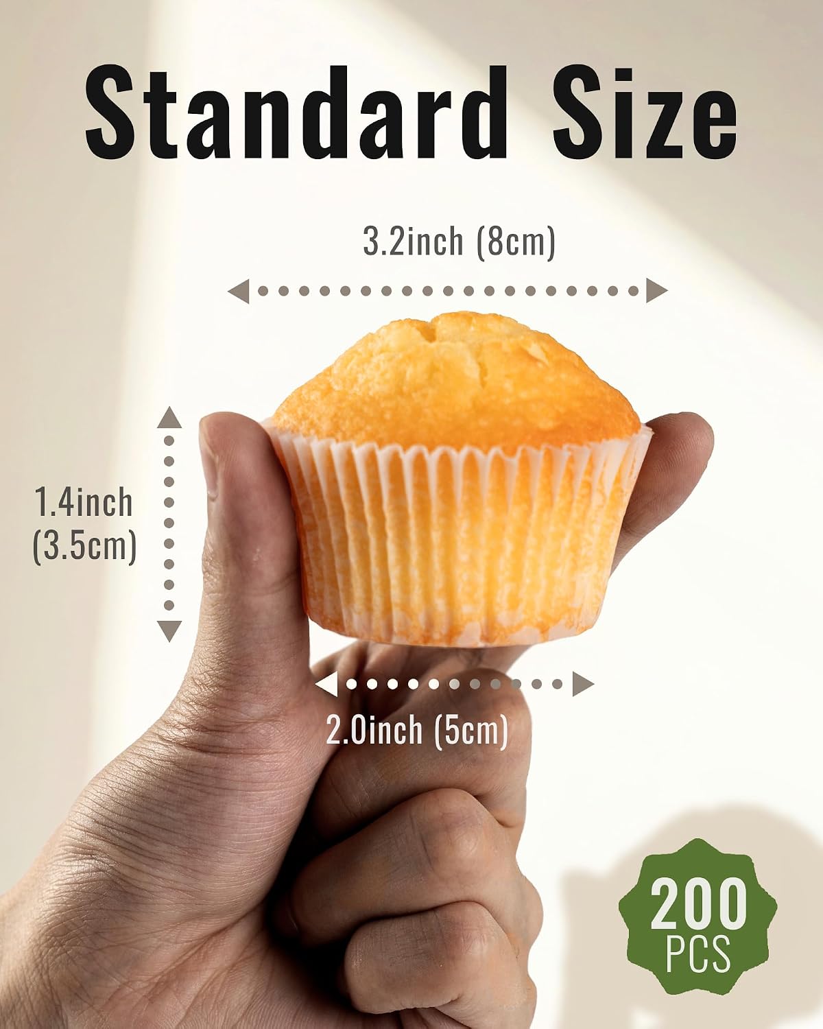 Bake Choice 200pcs Standard Cupcake Liners for Baking, White Muffin Liners — product details