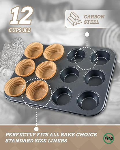 Bake Choice Muffin Pan includes 100 Natural Cupcake Liners — product details