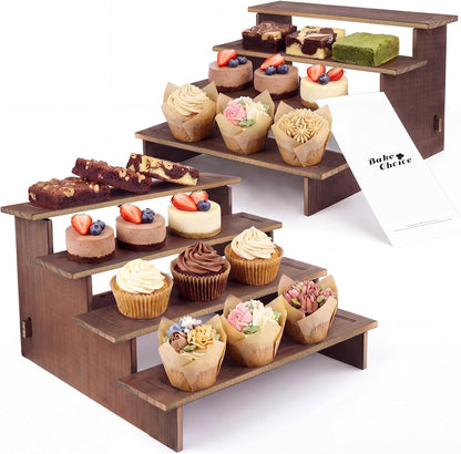 Bake Choice 2 Set Wooden Cupcake Stand, Tiered Risers Display Stands, L — main product image