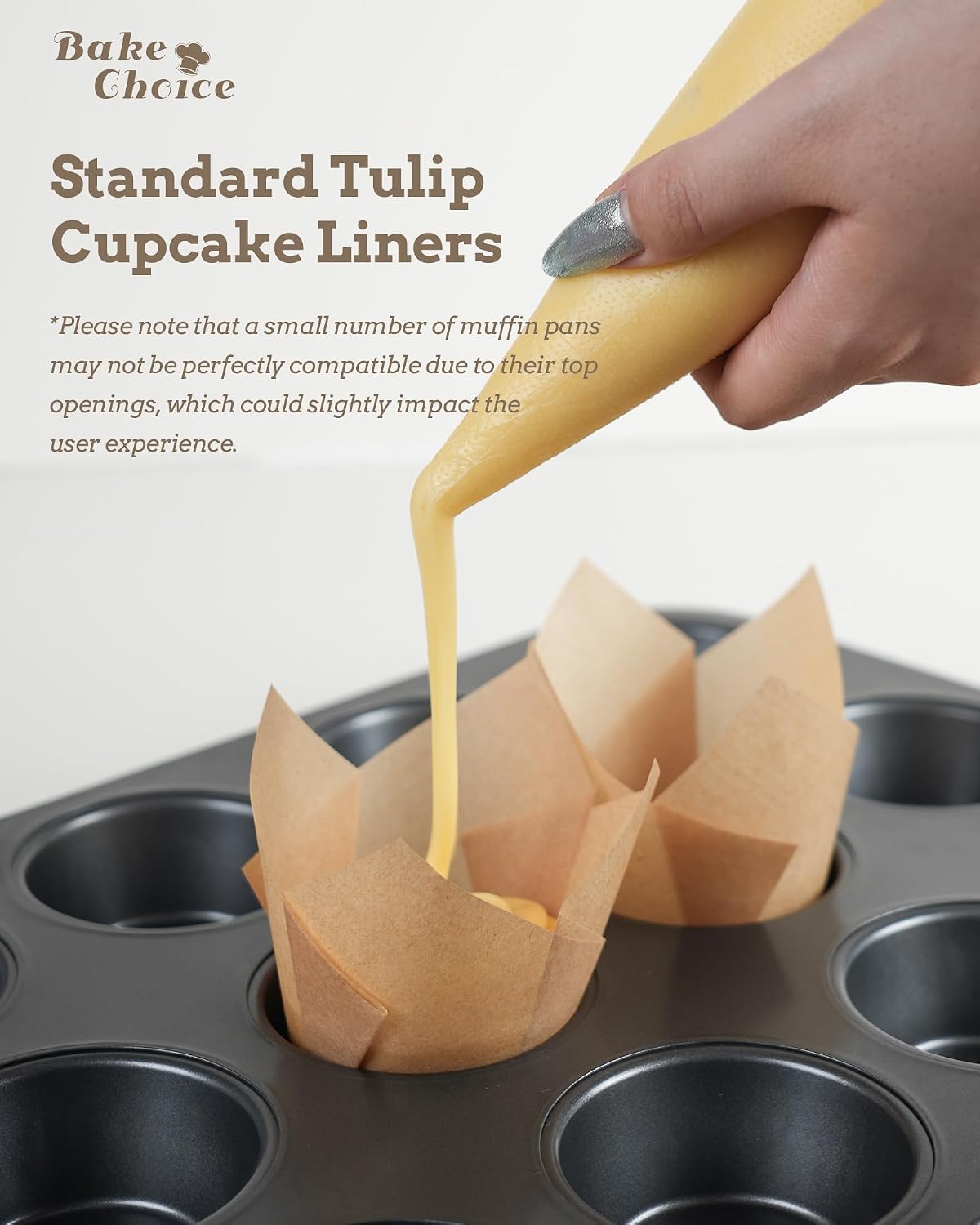 Bake Choice 200pcs White Tulip Cupcake Liners for Baking, Standard Size — product details