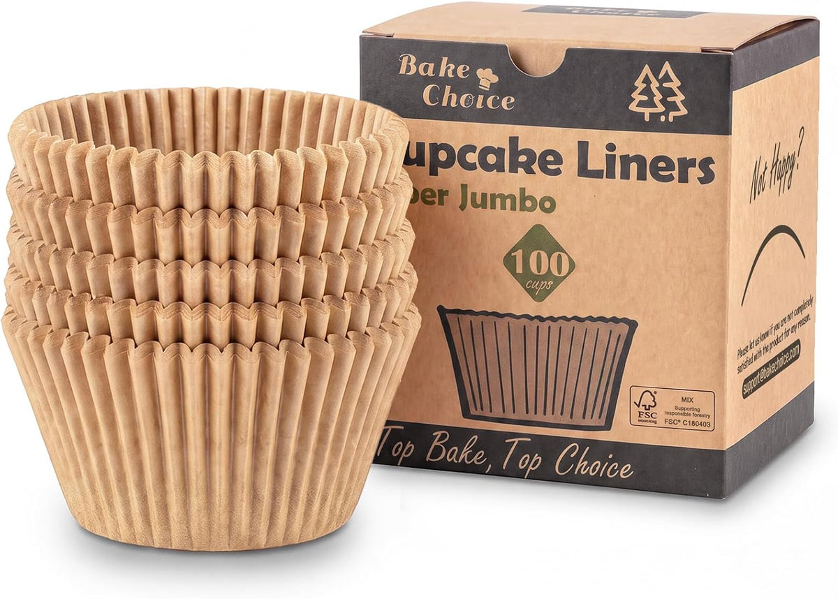 Bake Choice 100pcs Super Jumbo Cupcake Liners for Baking, EU 65GSM Paper — product details