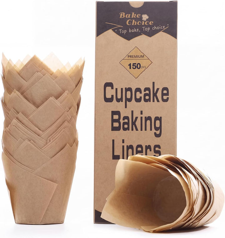 Bake Choice 150pcs Natural Tulip Cupcake Liners for Baking Muffin Liners — main product image