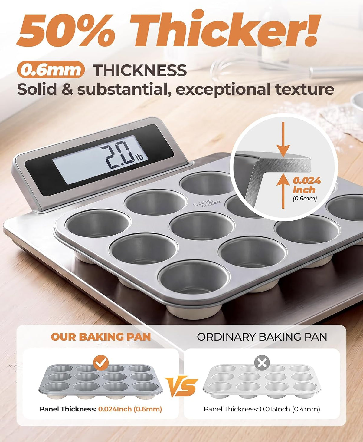Bake Choice Muffin Pan for Baking, Standard Cupcake Pan, Cream Gray — product details