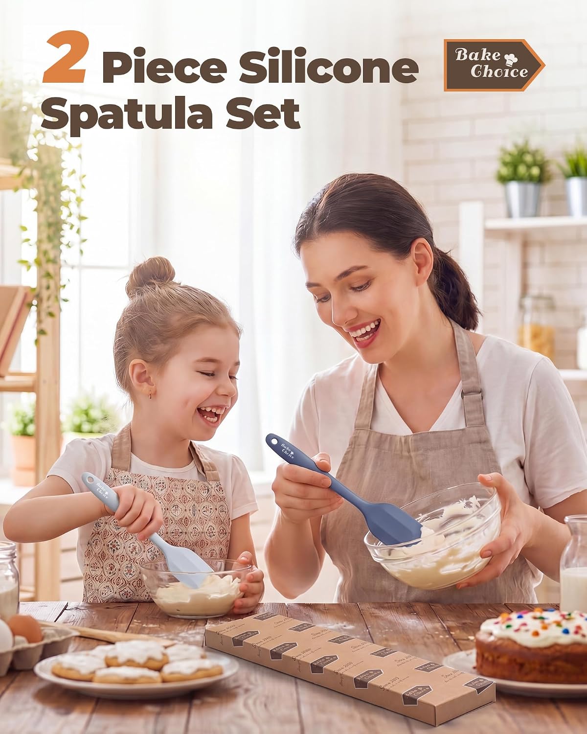 Bake Choice 2-Piece Heat Resistant Silicone Spatula Set with Steel Core — product details
